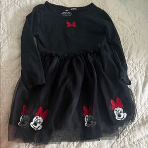 H&M Black Dress with Minnie Mouse and Red Accents